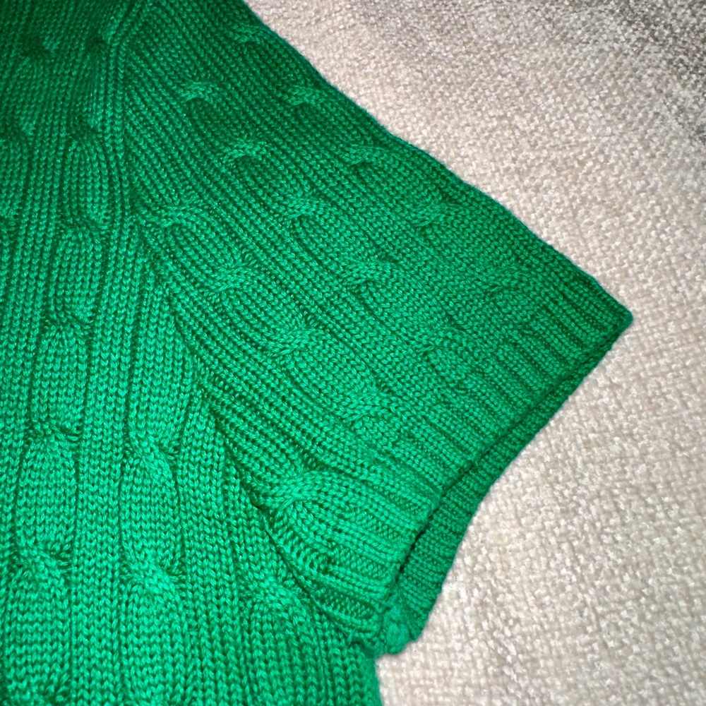 Vintage Ralph Lauren Sport Green Cable Knit Short Sleeve Sweater Size XL - Picture 9 of 16